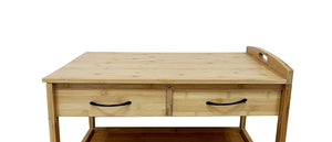 English Elm Modern Bamboo Trolley with Three Open Shelves and Drawer — Compact Mobile Kitchen Cart, 14.5"W x 34.5"H Natural 27 L x 18 W x 8 H B2741P342785