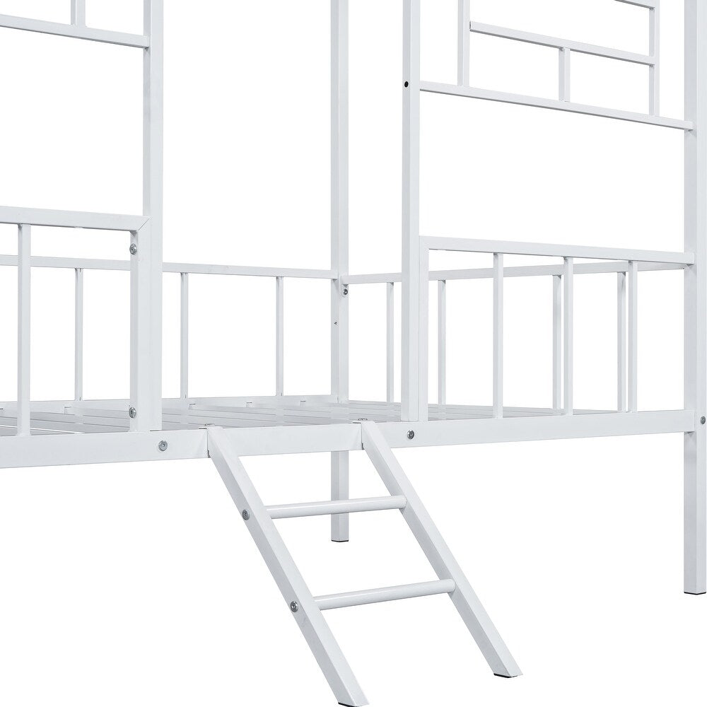 English Elm Twin Contemporary House-Style Loft Bed with Full Metal Frame, Angled Ladder, Sturdy Kids Bunk Design Silver 78 L x 15 W x 7 H B2741P347295