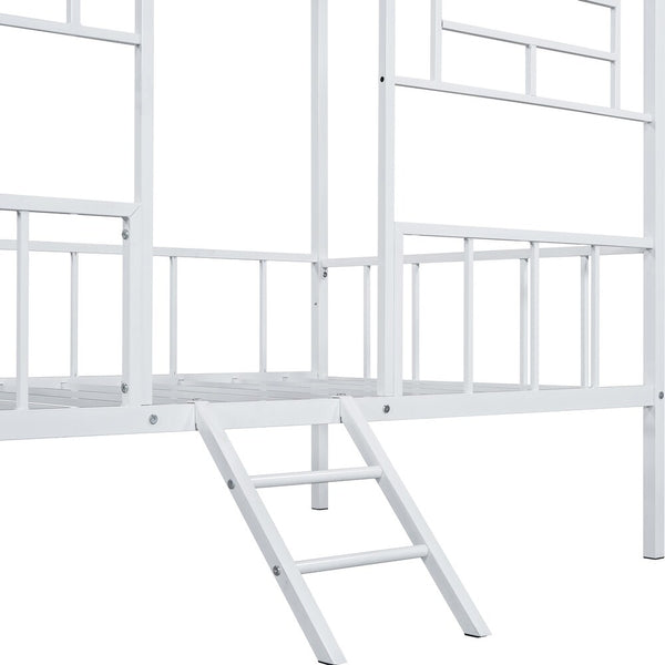 English Elm Twin Contemporary House-Style Loft Bed with Full Metal Frame, Angled Ladder, Sturdy Kids Bunk Design Silver 78 L x 15 W x 7 H B2741P347295