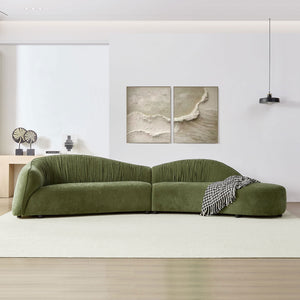 English Elm 145.67'' Mid-Century Green Upholstered Sofa With Right-Facing Chaise For Stylish Living Spaces & Comfort W876S00323