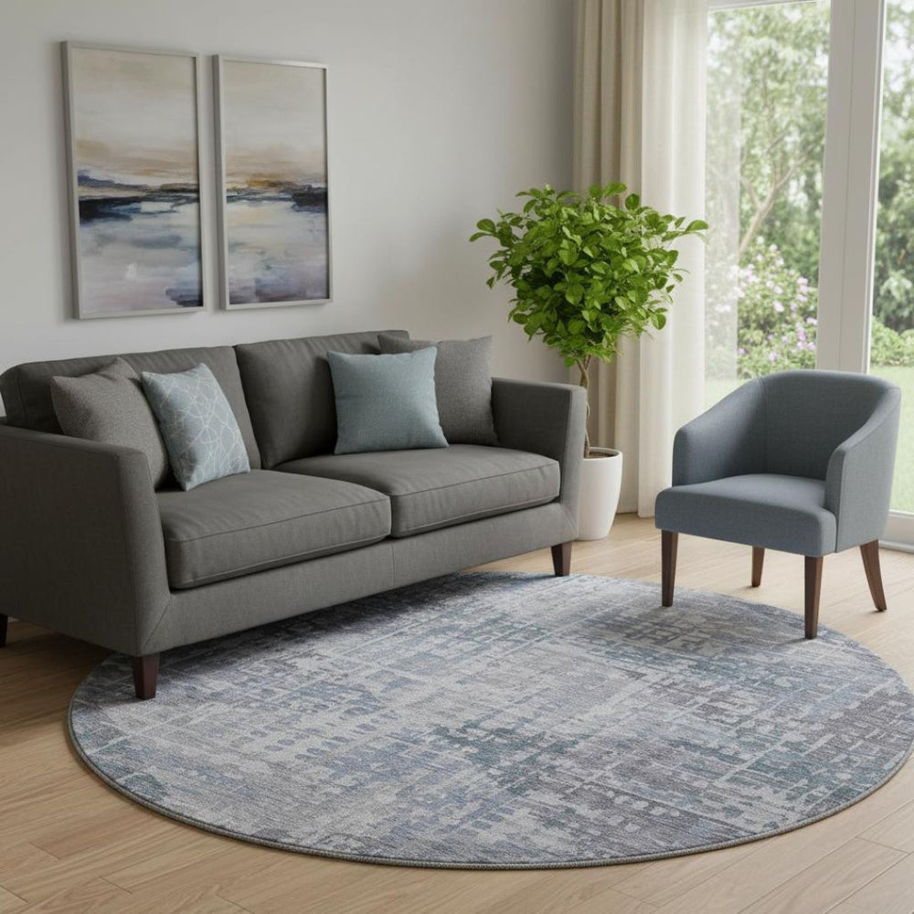 HomeRoots 8' X 10' Vibrant Blue and Purple Geometric Area Rug - Washable, UV-Protected, Kid & Pet Friendly! 715001