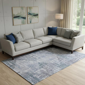 HomeRoots 9' Blue and Purple Geometric Washable Area Rug with UV Protection, Durable, Stylish, Non-Slip Design 715002