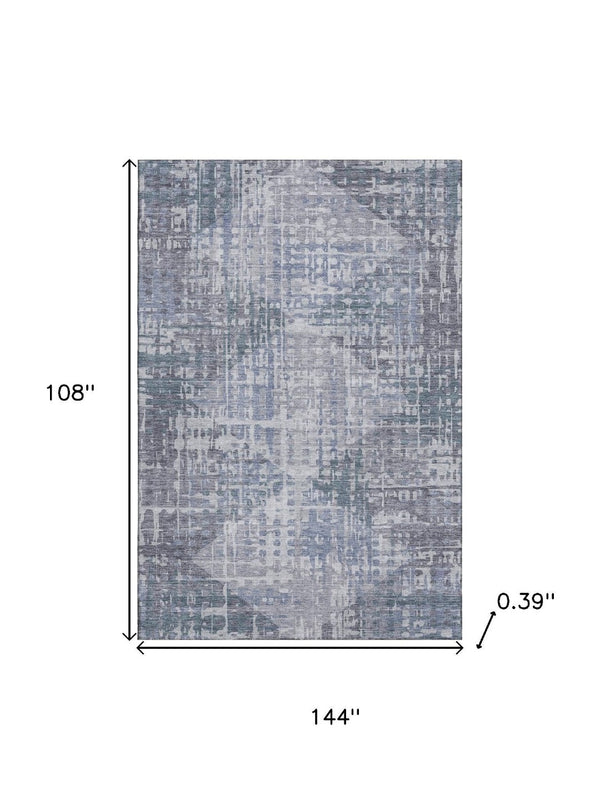 HomeRoots 10' Blue & Purple Geometric Washable Area Rug - UV Protected, Durable, Stylish for Busy Homes! 715003