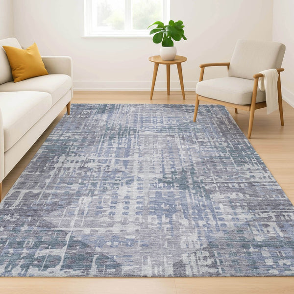 HomeRoots 10' Blue & Purple Geometric Washable Area Rug - UV Protected, Durable, Stylish for Busy Homes! 715003