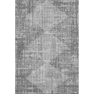 HomeRoots 5' X 8' Gray & Silver Geometric Area Rug – Stylish, Washable, UV-Protected for Modern Homes! 715005
