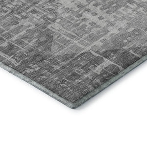 HomeRoots 5' X 8' Gray & Silver Geometric Area Rug – Stylish, Washable, UV-Protected for Modern Homes! 715005