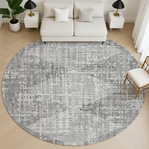 HomeRoots 8' X 10' Gray & Silver Geometric Area Rug - Washable, UV-Protected, Modern Design for Busy Homes 715007