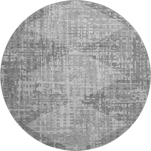 HomeRoots 8' X 10' Gray & Silver Geometric Area Rug - Washable, UV-Protected, Modern Design for Busy Homes 715007