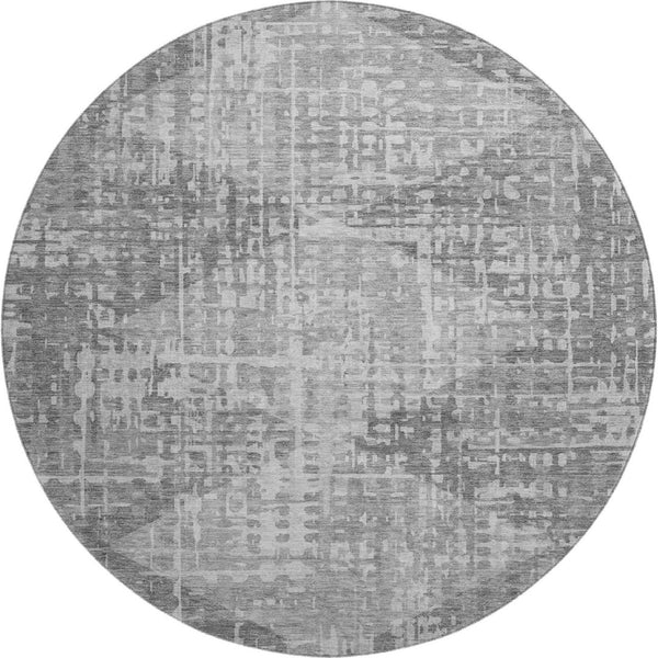 HomeRoots 8' X 10' Gray & Silver Geometric Area Rug - Washable, UV-Protected, Modern Design for Busy Homes 715007