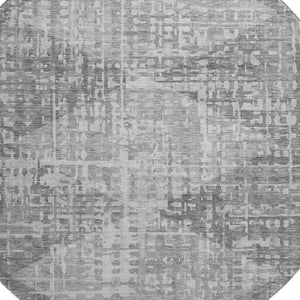 HomeRoots 8' X 10' Gray & Silver Geometric Area Rug - Washable, UV-Protected, Modern Design for Busy Homes 715007