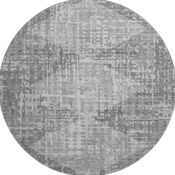 HomeRoots 8' X 10' Gray & Silver Geometric Area Rug - Washable, UV-Protected, Modern Design for Busy Homes 715007