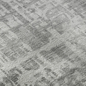HomeRoots 8' X 10' Gray & Silver Geometric Area Rug - Washable, UV-Protected, Modern Design for Busy Homes 715007