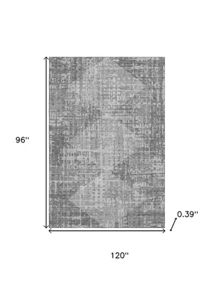HomeRoots 9' X 12' Gray and Silver Geometric Area Rug – Washable, UV Protected, Durable for High-Traffic Spaces 715008