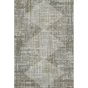HomeRoots 8' Modern Pewter and Gray Geometric Washable Round Rug with UV Protection for Busy Homes 715012