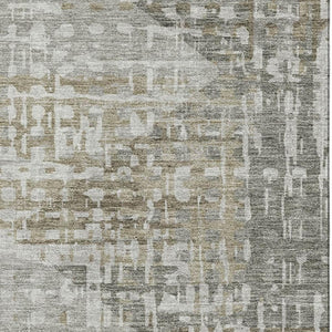 HomeRoots 8' Modern Pewter and Gray Geometric Washable Round Rug with UV Protection for Busy Homes 715012