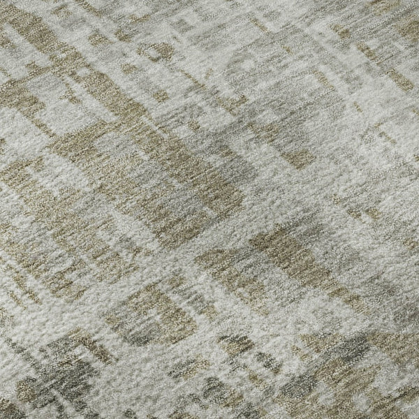 HomeRoots 8' Modern Pewter and Gray Geometric Washable Round Rug with UV Protection for Busy Homes 715012