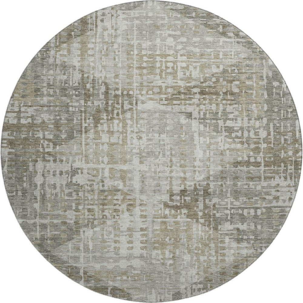 HomeRoots 8' X 10' Stylish Pewter and Gray Geometric Washable Area Rug with UV Protection for Modern Spaces 715013