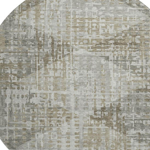 HomeRoots 8' X 10' Stylish Pewter and Gray Geometric Washable Area Rug with UV Protection for Modern Spaces 715013