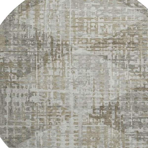 HomeRoots 8' X 10' Stylish Pewter and Gray Geometric Washable Area Rug with UV Protection for Modern Spaces 715013