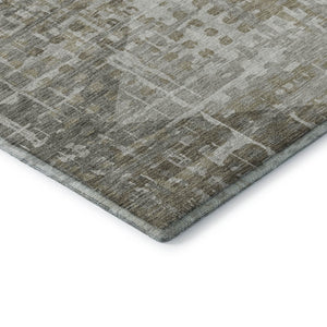 HomeRoots 8' X 10' Stylish Pewter and Gray Geometric Washable Area Rug with UV Protection for Modern Spaces 715013