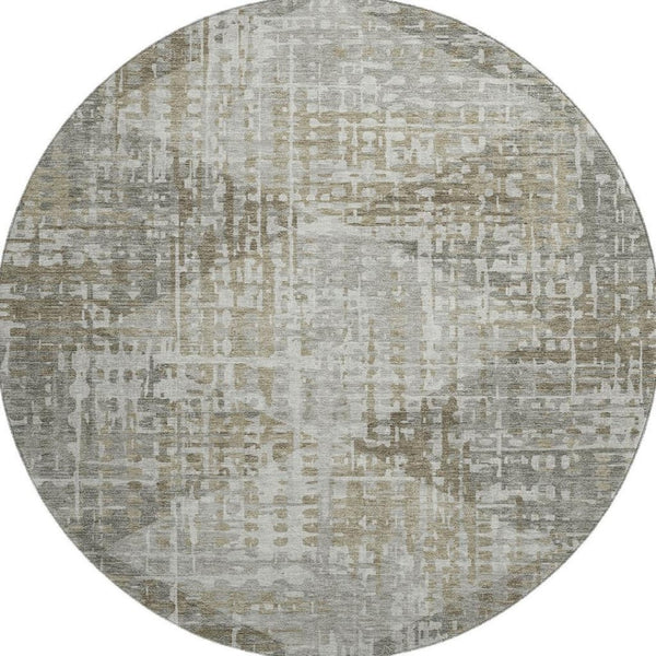 HomeRoots 8' X 10' Stylish Pewter and Gray Geometric Washable Area Rug with UV Protection for Modern Spaces 715013