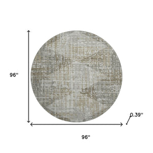 HomeRoots 8' X 10' Stylish Pewter and Gray Geometric Washable Area Rug with UV Protection for Modern Spaces 715013