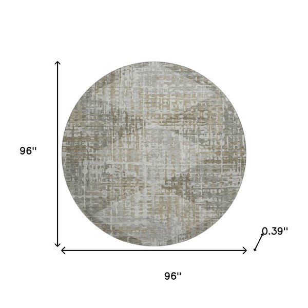 HomeRoots 8' X 10' Stylish Pewter and Gray Geometric Washable Area Rug with UV Protection for Modern Spaces 715013