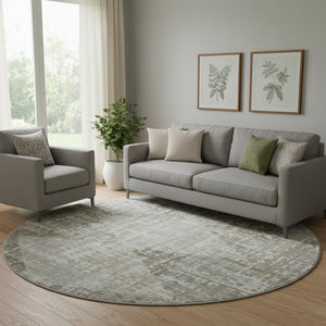HomeRoots 8' X 10' Stylish Pewter and Gray Geometric Washable Area Rug with UV Protection for Modern Spaces 715013