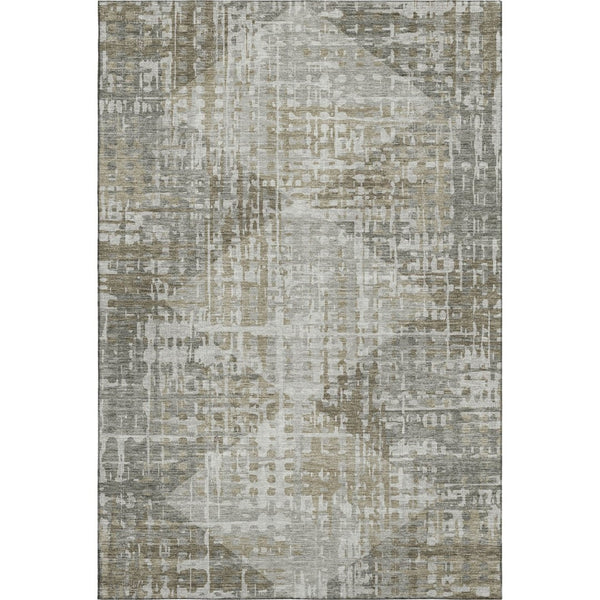 HomeRoots 9' X 12' Geometric Washable Area Rug in Pewter & Gray - UV Resistant, Non-Slip, Perfect for Homes! 715014