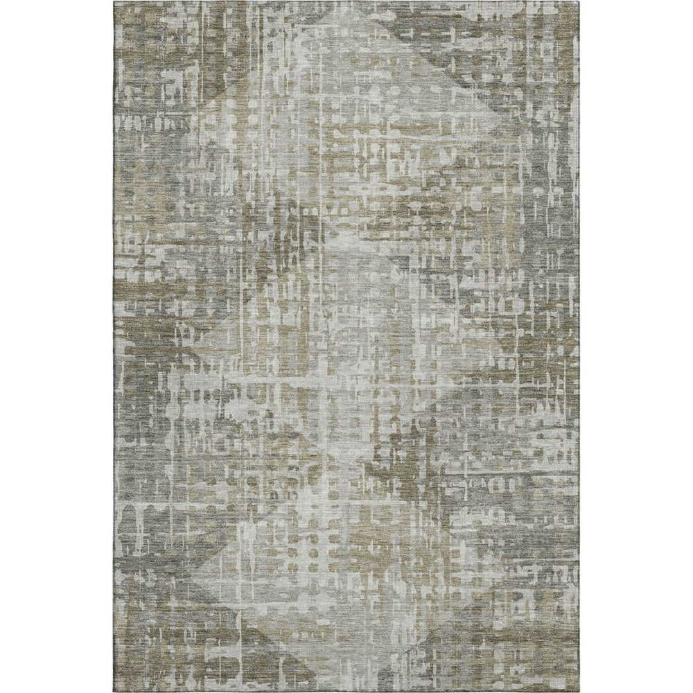 HomeRoots 10' X 14' Pewter & Gray Geometric Area Rug - Washable, UV-Protected, Durable for Busy Homes 715015