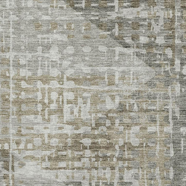 HomeRoots 10' X 14' Pewter & Gray Geometric Area Rug - Washable, UV-Protected, Durable for Busy Homes 715015