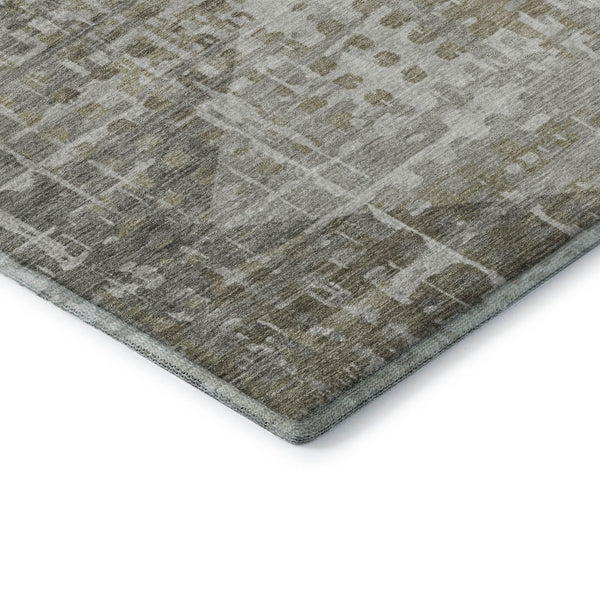 HomeRoots 10' X 14' Pewter & Gray Geometric Area Rug - Washable, UV-Protected, Durable for Busy Homes 715015