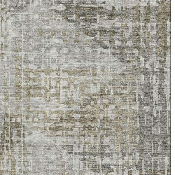 HomeRoots 10' X 14' Pewter & Gray Geometric Area Rug - Washable, UV-Protected, Durable for Busy Homes 715015
