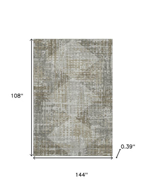 HomeRoots 10' X 14' Pewter & Gray Geometric Area Rug - Washable, UV-Protected, Durable for Busy Homes 715015