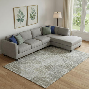 HomeRoots 10' X 14' Pewter & Gray Geometric Area Rug - Washable, UV-Protected, Durable for Busy Homes 715015