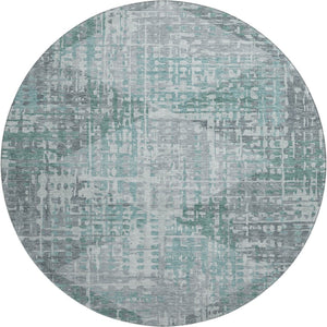 HomeRoots 8' X 10' Teal and Gray Geometric Area Rug – Washable, UV-Protected, Pet-Friendly and Stylish! 715019