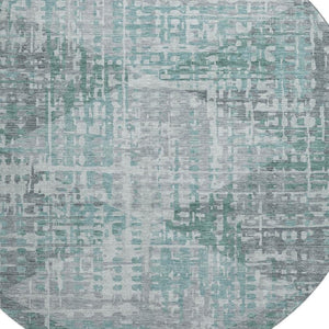 HomeRoots 8' X 10' Teal and Gray Geometric Area Rug – Washable, UV-Protected, Pet-Friendly and Stylish! 715019