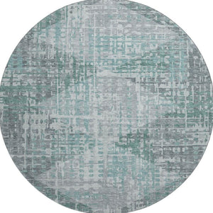 HomeRoots 8' X 10' Teal and Gray Geometric Area Rug – Washable, UV-Protected, Pet-Friendly and Stylish! 715019