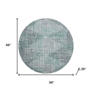 HomeRoots 8' X 10' Teal and Gray Geometric Area Rug – Washable, UV-Protected, Pet-Friendly and Stylish! 715019