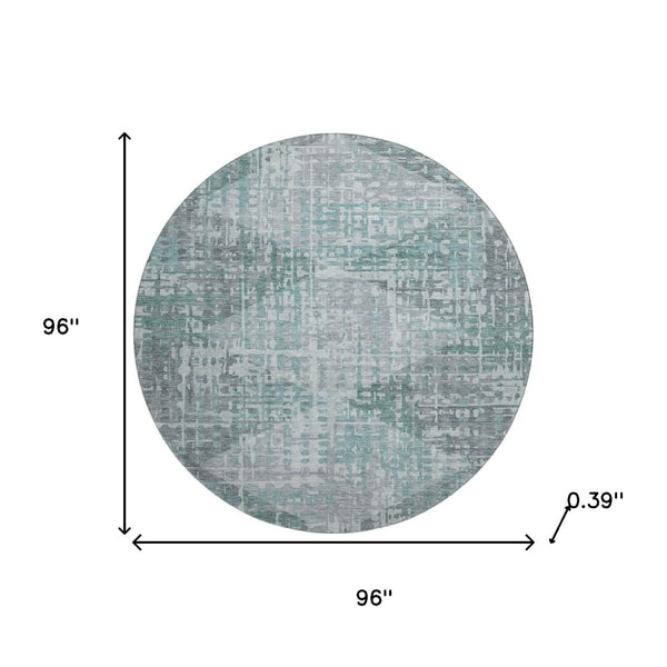 HomeRoots 8' X 10' Teal and Gray Geometric Area Rug – Washable, UV-Protected, Pet-Friendly and Stylish! 715019