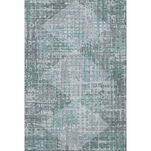 HomeRoots 9' X 12' Teal and Gray Geometric Area Rug - Washable, UV-Protected, Modern Decor for Homes & Patios 715020
