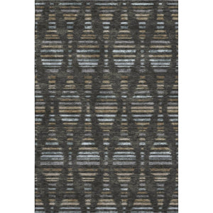 HomeRoots 8' Coffee and Gray Striped Washable Round Rug with UV Protection – Durable, Stylish & Easy-Care Design! 715024