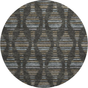 HomeRoots 8' X 10' Stylish Coffee & Gray Striped Washable Area Rug with UV Protection - Ideal for Homes! 715025