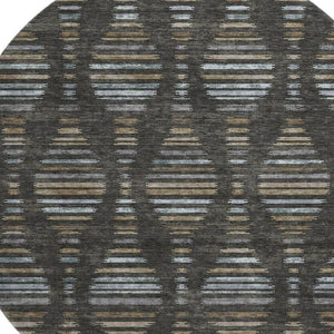 HomeRoots 8' X 10' Stylish Coffee & Gray Striped Washable Area Rug with UV Protection - Ideal for Homes! 715025
