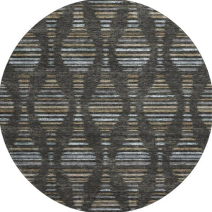 HomeRoots 8' X 10' Stylish Coffee & Gray Striped Washable Area Rug with UV Protection - Ideal for Homes! 715025