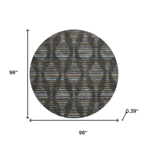 HomeRoots 8' X 10' Stylish Coffee & Gray Striped Washable Area Rug with UV Protection - Ideal for Homes! 715025