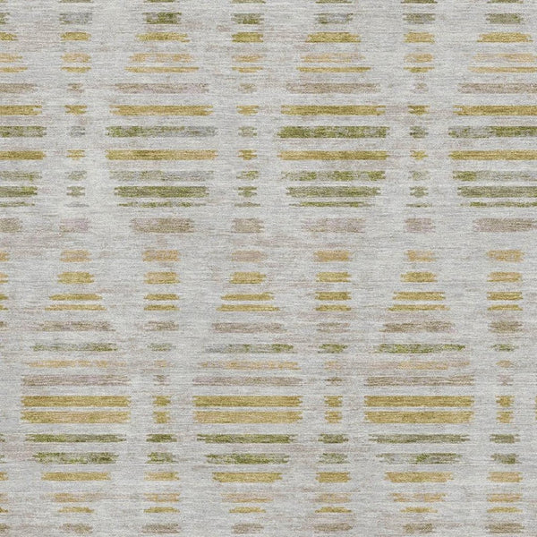 HomeRoots 8' Washable Ivory and Gold Striped Round Rug – UV Protected, Durable, Perfect for Busy Homes! 715030