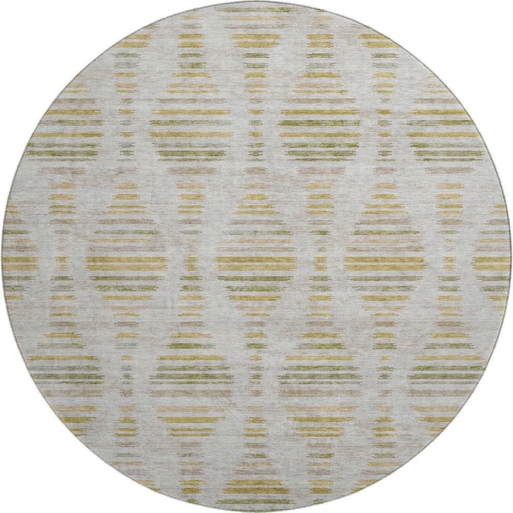 HomeRoots 8' X 10' Ivory and Gold Striped Washable Area Rug with UV Protection for Stylish, Durable Living Spaces 715031