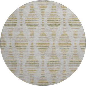 HomeRoots 8' X 10' Ivory and Gold Striped Washable Area Rug with UV Protection for Stylish, Durable Living Spaces 715031