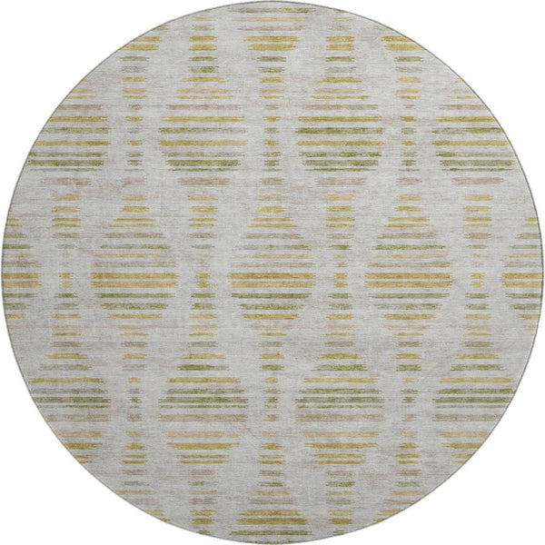 HomeRoots 8' X 10' Ivory and Gold Striped Washable Area Rug with UV Protection for Stylish, Durable Living Spaces 715031